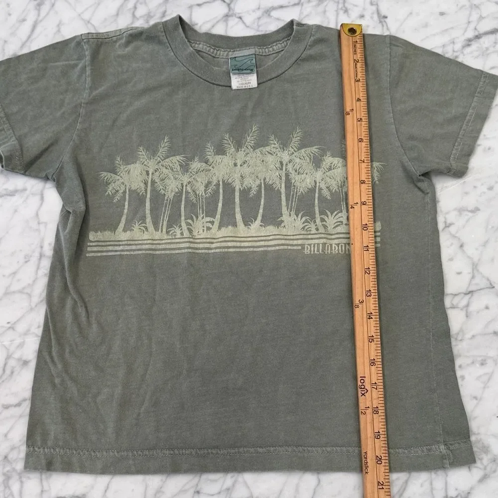 Vintage Billabong made in USA Kids Palm Tree Graphic Tee Green Youth M